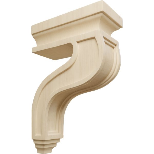 Ekena Millwork 3 1/2"W x 7 1/4"D x 11"H Hollow Back Corbel, Rubberwood COR03X07X11HARW